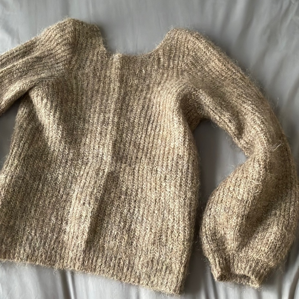 Pull sezane dos ouvert brun